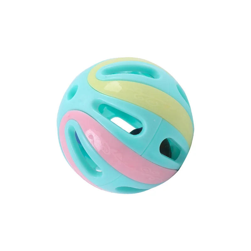 2023 New Products Interactive Colorful Stitching Bell Plastic Ball Large 8 cm Cat Toys Cat Bell Pet Toys