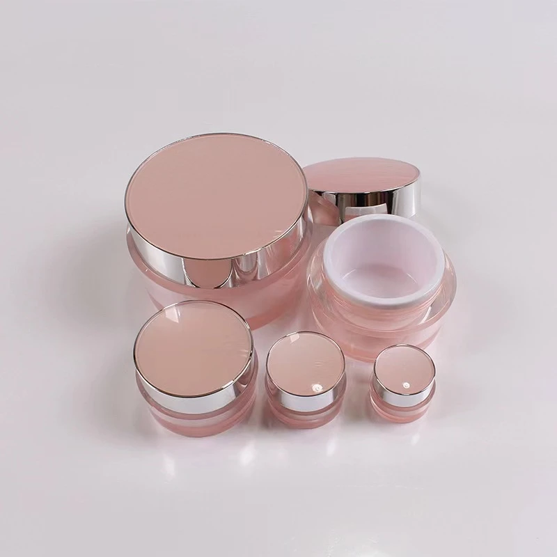 15g  20g 30g 50g  pink cylinder round shape acrylic cream jar / cosmetic jar / eye cream container for skin care