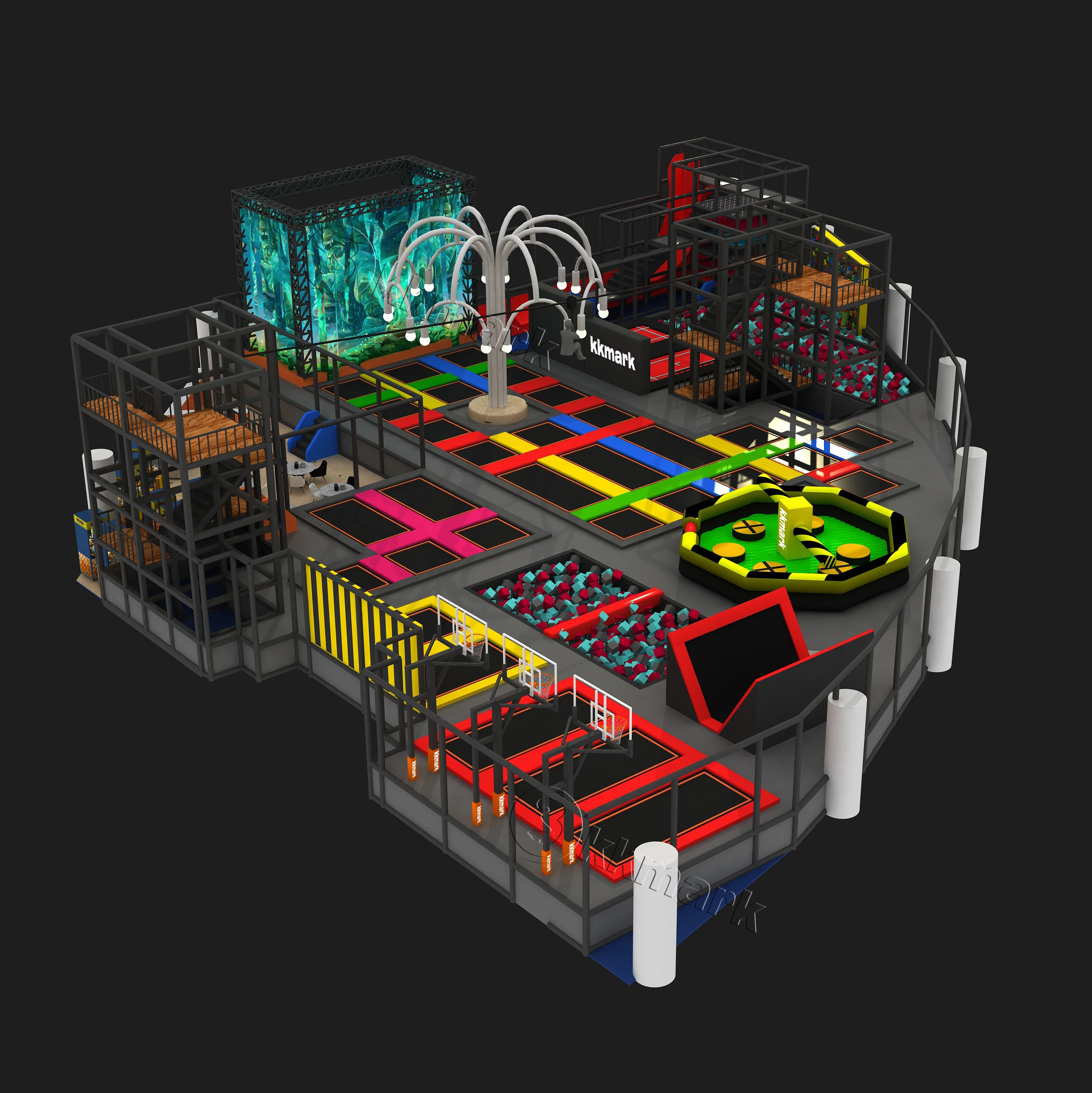 indoor outdoors entertainment harness jumping park commercial rebounder profesional trampoline park manufacturer