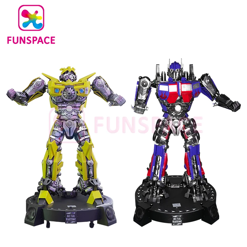 Funspace Game Center Large Yellow Blue Robot Metal Steel Model Transformer Welcome Robot