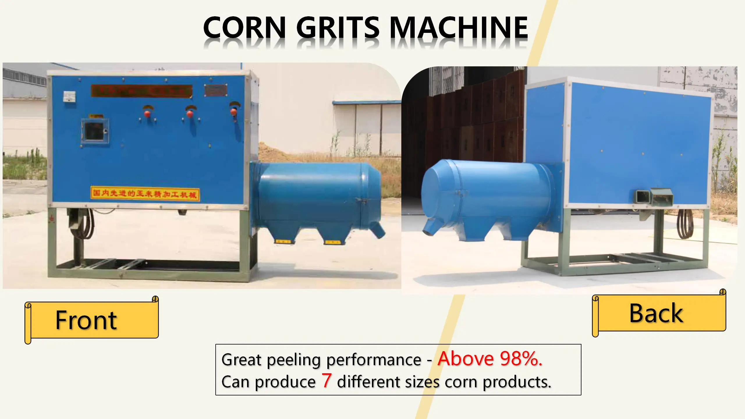 Small investment maize  peeling and milling  corn making semolina and grits machine