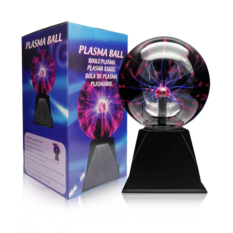 J&R 6 Inch Plasma Lamp, Touch & Sound Sensitive Plasma Globe Lightning Novelty Toys for Kids Christmas Gifts