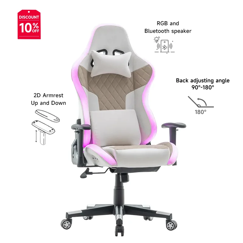 Gaming Chair Computer Silla PC Gamer Ergonomic Best New Reclining Office LED RGB With Lights and Speakers Silla Gamer Cadeira
