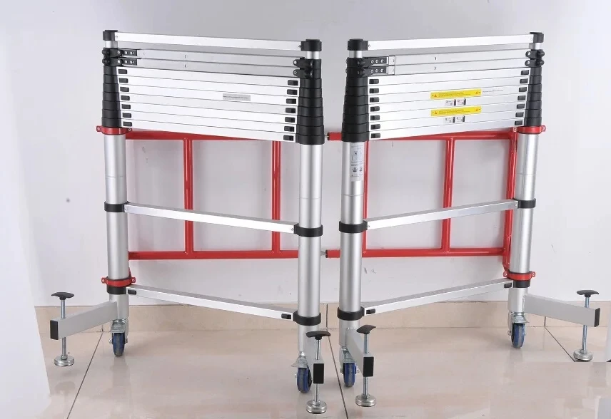Scaffolding  Tower Laddder Aluminum telescopic Ladder with wheels