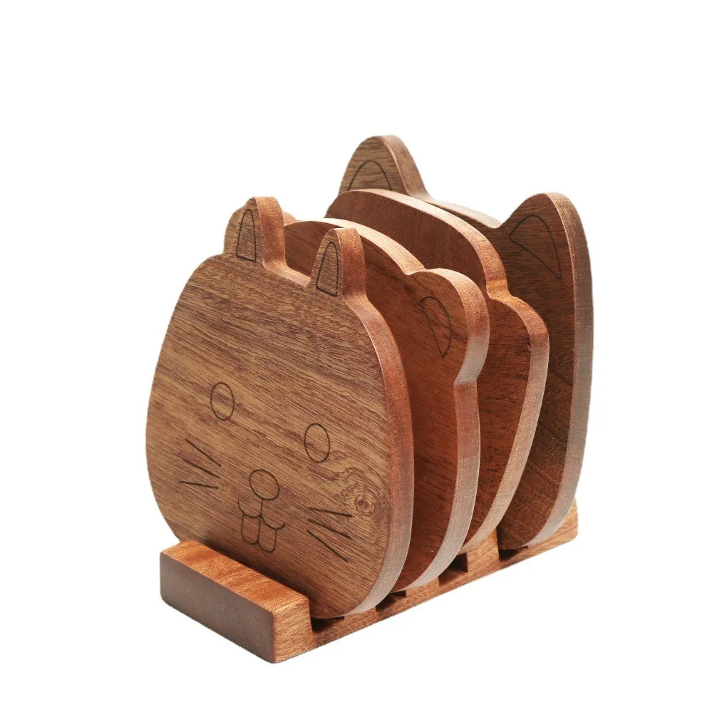 Custom Logo Eco Friendly Decorative Crafts Tea Cup Mat Square Wood Coasters For Drinks