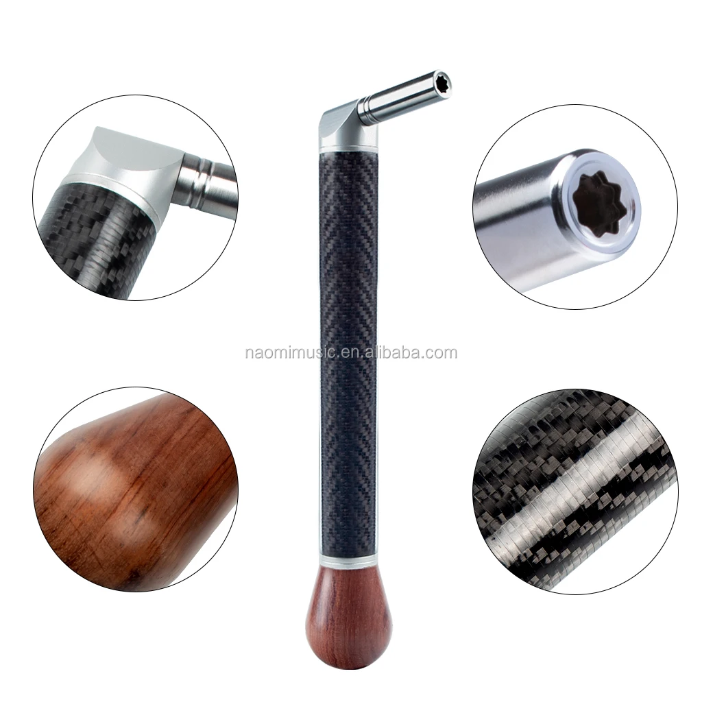 Advanced Professional Carbon Fiber Piano Tuning Hammer Wrench Lever Hardwood Handle With 5/10/15 Degree Angle Tip 1/2/3