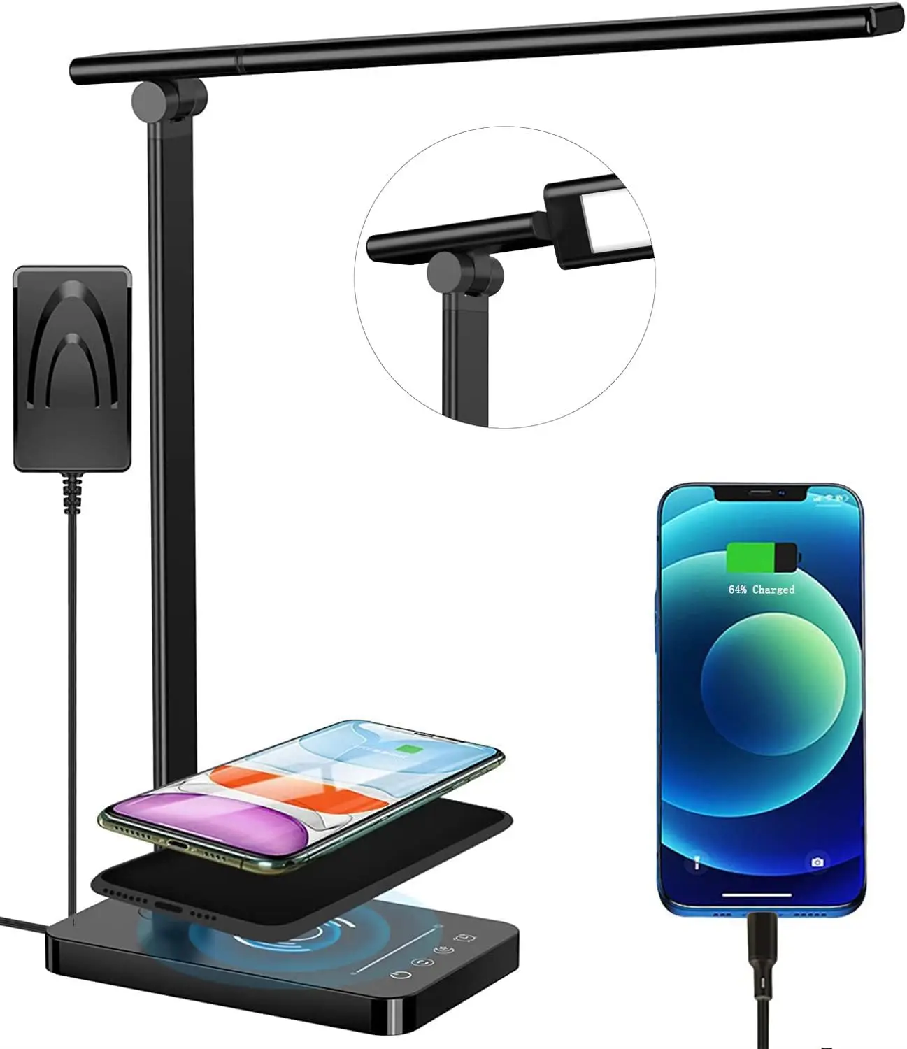 Беспроводное зарядное устройство 5 В/2 А USB-порт для зарядки светодиодные настольные лампы домашнего офиса сенсорное управление с регулируемой яркостью и 30/60 минутами