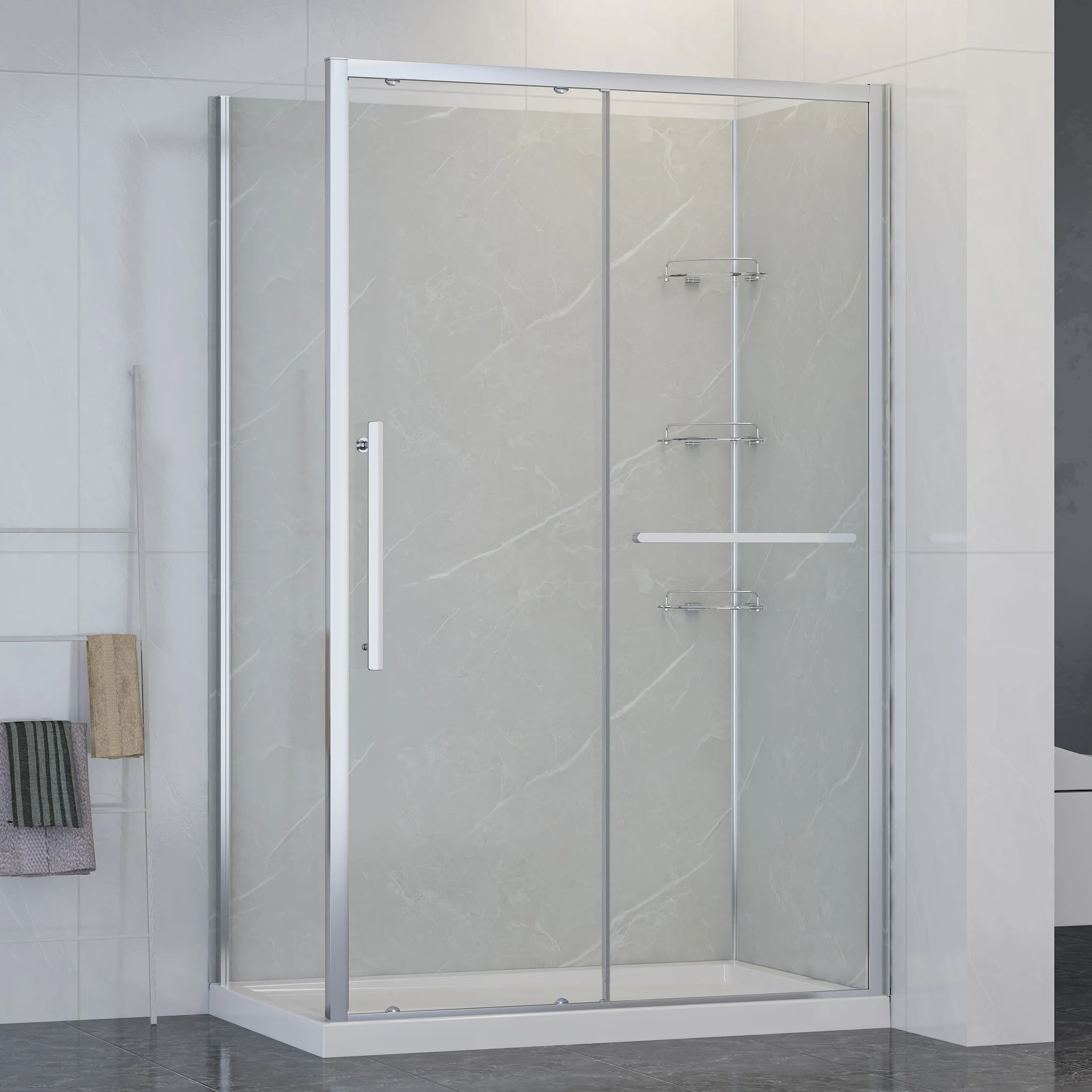 Easy to Install 6 mm Tempered Glass Rectangular Shower Kit  Room Shower Glass Room With Glass Shelf And Shower Base