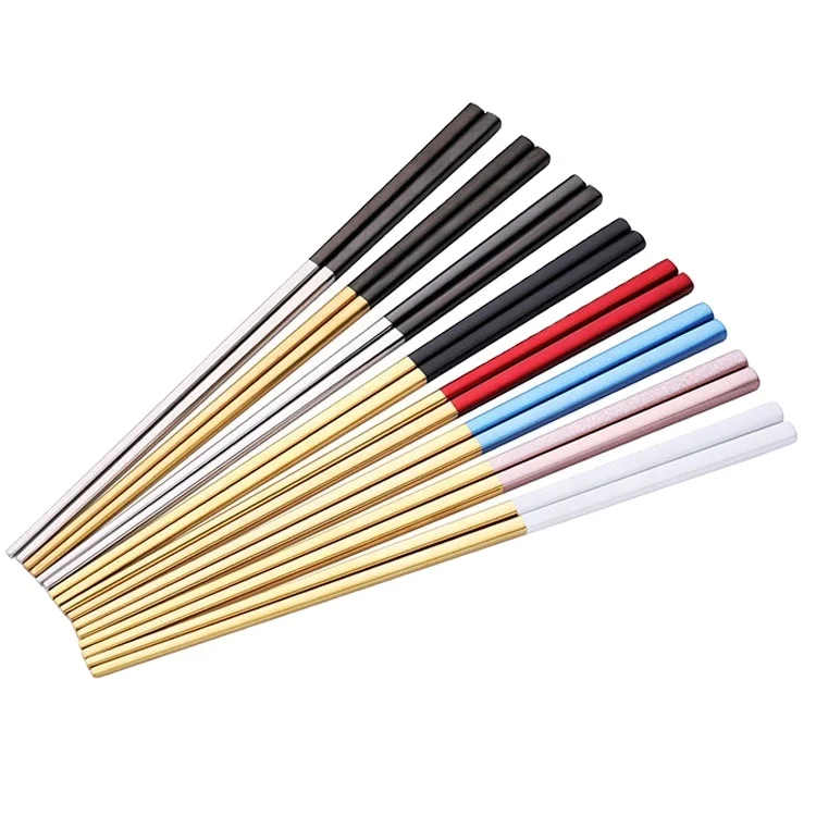 Red  reusable gift set Chinese style Korean wedding 304 stainless steel wholesale chopsticks
