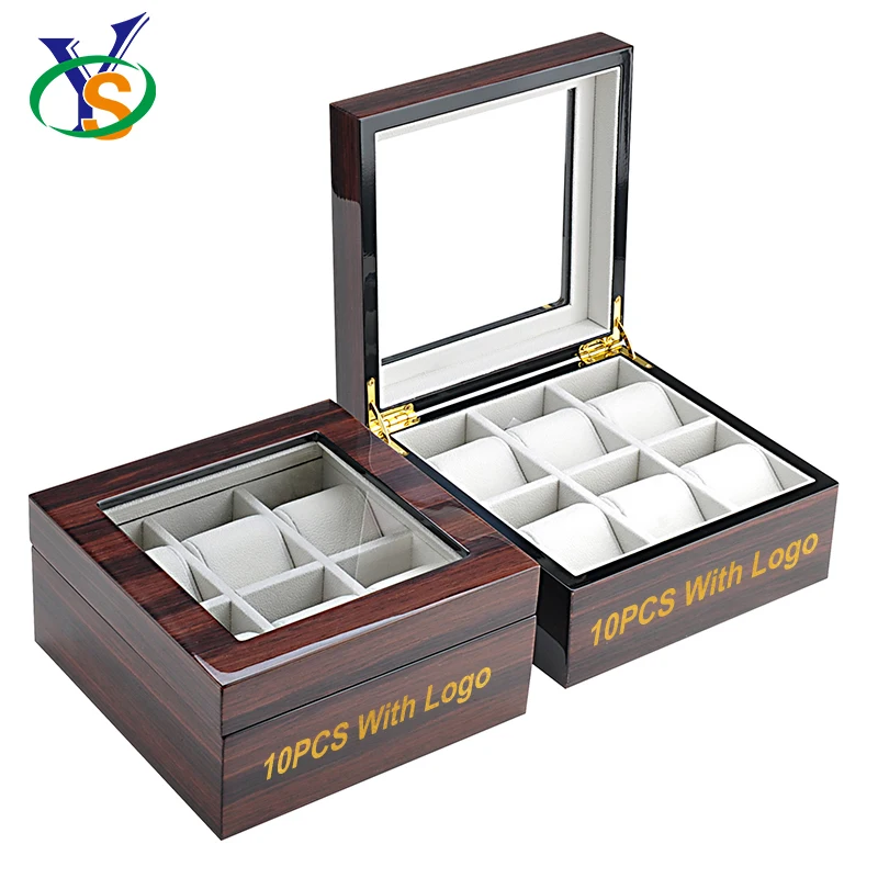 Factory handmade luxury mdf wood veneer high glossy painting velvet wooden watch box