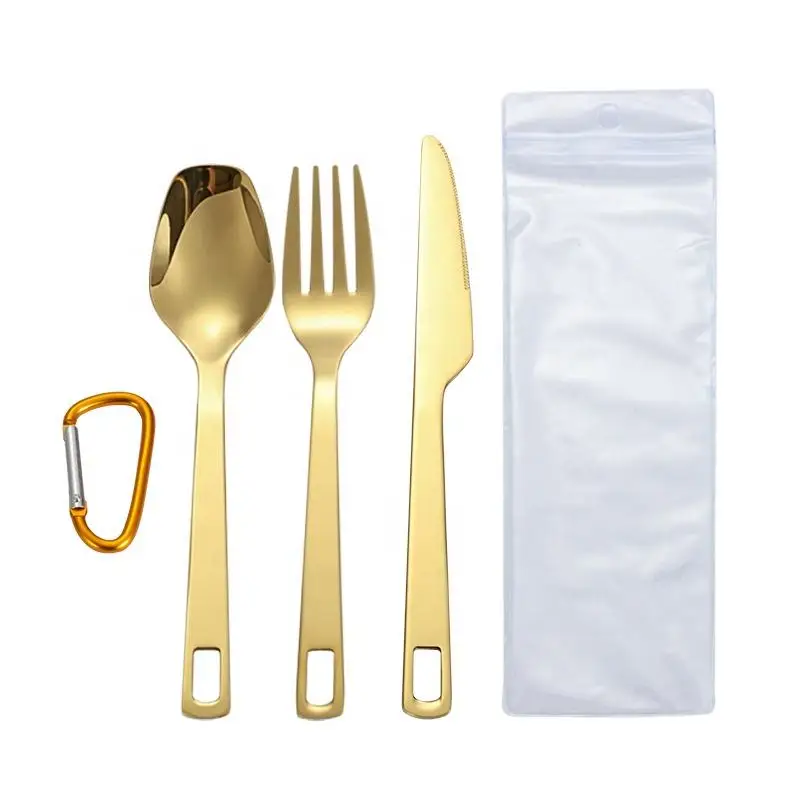 Wholesale Spoon Fork Knife Kitchen Utensils Set Folding Tableware Dinnerware Set Camping Flatware For Camping accessories