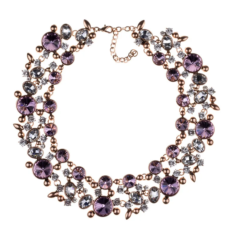 Women Jewel Statement Necklace Fashion Creative Sautoir Crystal Rhinestone Diamond Necklace