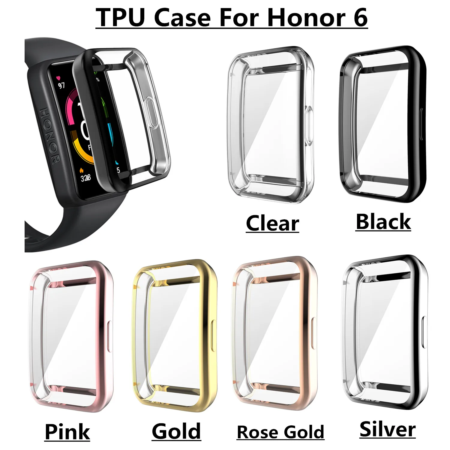 Watch case protector for huawei band 7 6pro TPU all-inclusive electroplating protective case smart bracelet protector for honor