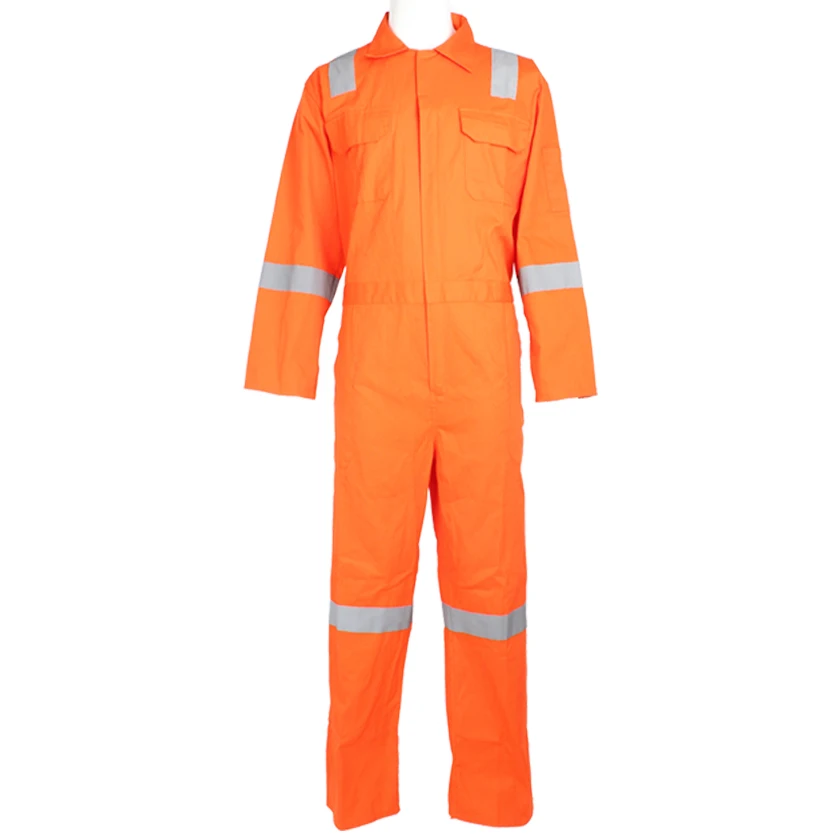 IMPA 19054111  250GSM 100% Cotton Boilersuit Working Coveralls  with reflective tape HOBOND  BLUE WHITE ORANGE