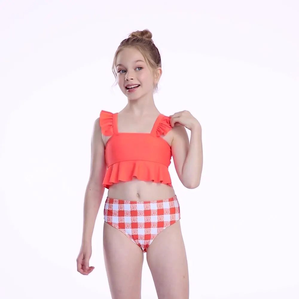 2022 New Trend Children Swimming Suit For Kids Mermaid Swim Suits Binkini Lotus Leaf Split Swimsuit West Kids Swim Wear