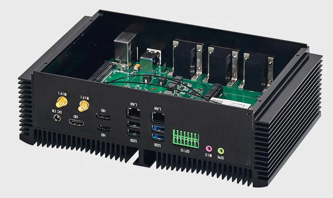 i7-10870H i5-10200H Fanless Mini PC Barebone 2 LAN RS485 GPIO 4G SIM 3 HD Port Win10 iOT Linux IPC Rugged Industrial Computer