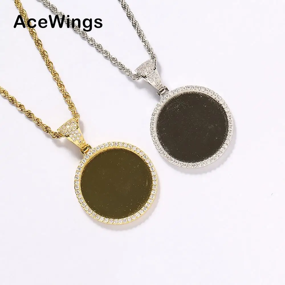 PP06 Hip Hop photo Pendant with rope chain Brass Micro pave with CZ stones Necklace Jewelry for men and women
