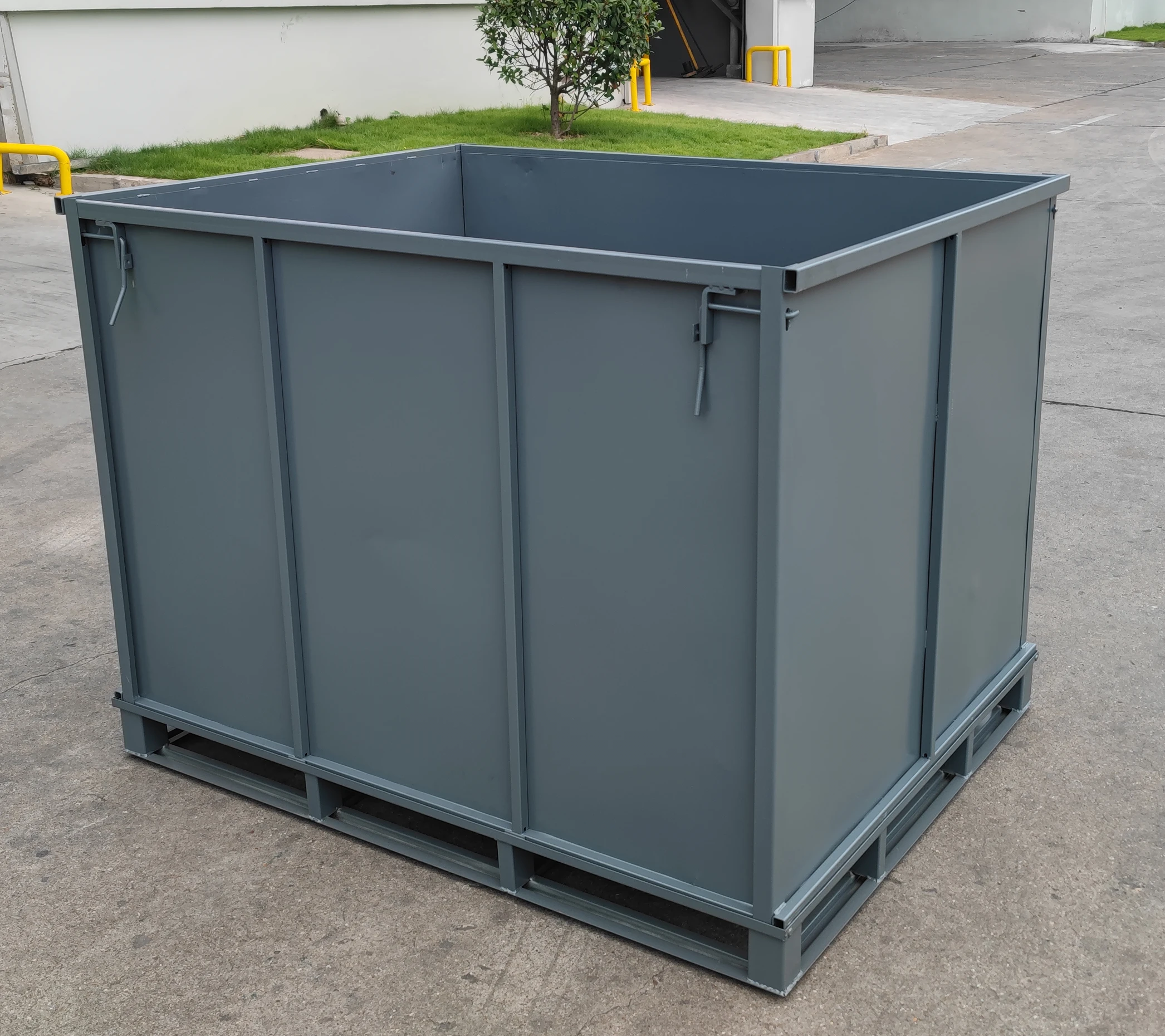 Customized Metal Container Foldable Durable Zinc Plated Industrial IBC MB5 Box MB6  Pallet Box For Tires Rubber Factory