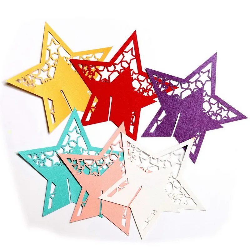 Star Laser Cut Table Name Card Place Cards For Wine Glass Wedding Paper Party Supplies Decoration