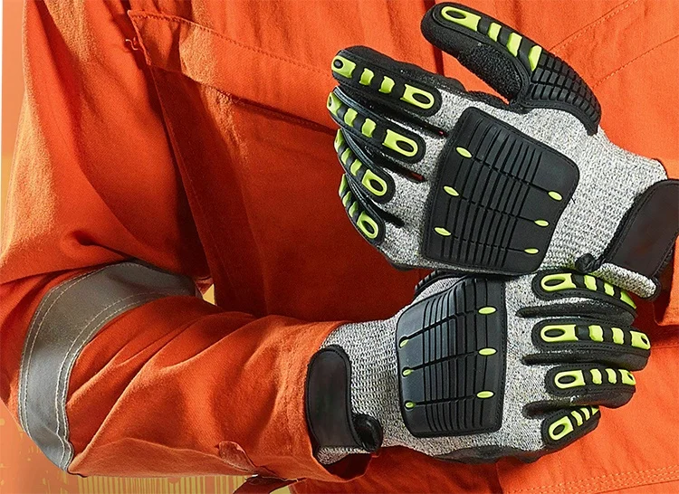 Wefocus Oilfield Sandy Nitrile Cut Resistant Anti Vibration Shock Proof Tpr Gloves Anti Impact Gloves Mechanic Gloves