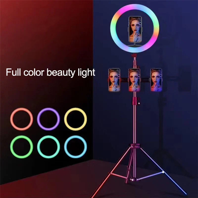 Led Light Portable  Foldable Table RGB Light Phone Holder USB LED Ring Light with tripod stand