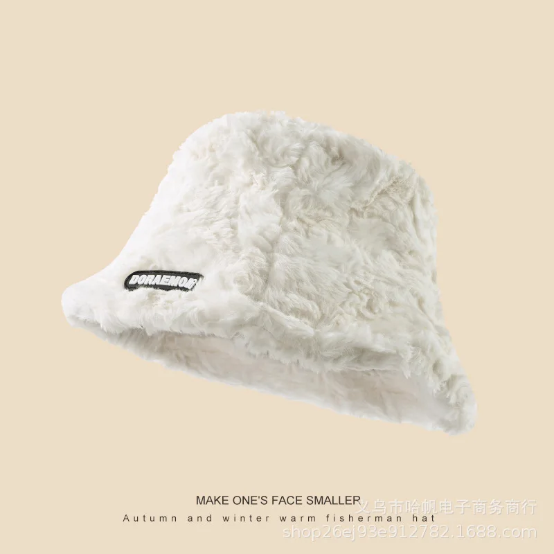 2024 Women Winter Plush Bucket Hat Warm Solid Color Faux Fur Fisherman Cap designer winter hats