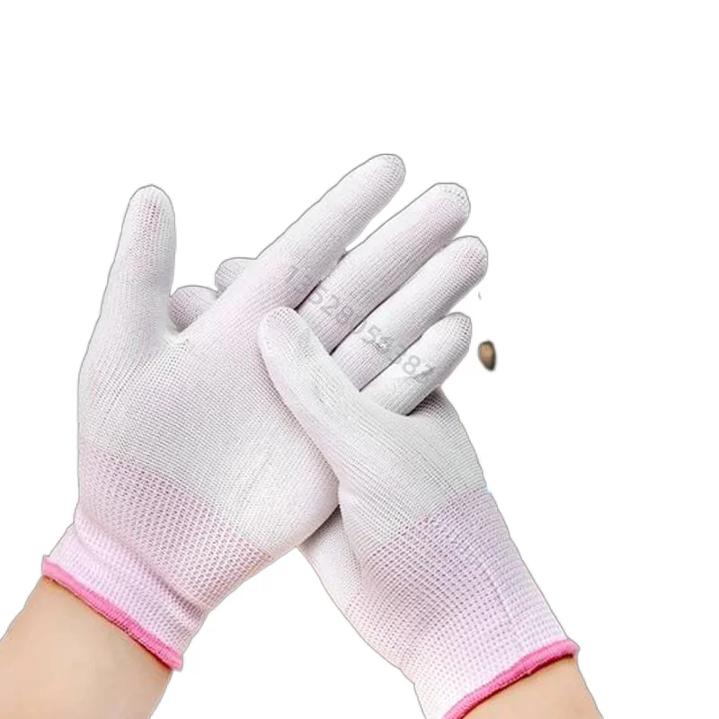 
 Нейлоновые перчатки с 13 контактами, защита от пыли, проверка качества, без клея, белая страховка труда  