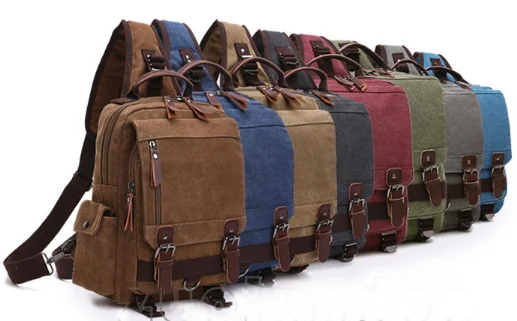 Fashion men women computer Interlayer waxed vintage travel backpack canvas bag