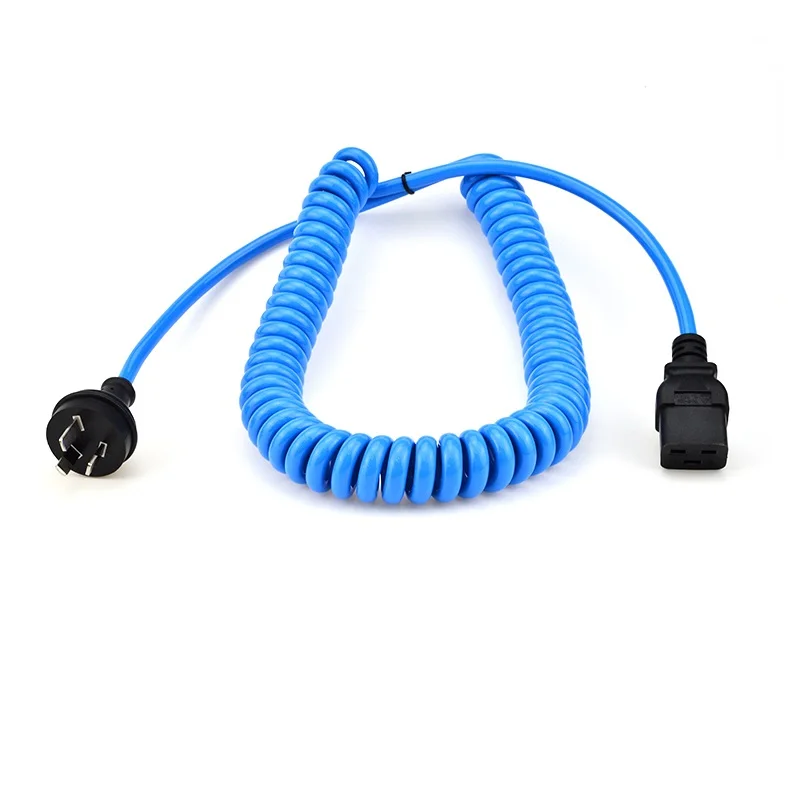 SAA Certified Approval AU Australia AC Plug to IEC320 C13 C19 Cable Spiral Coil Curly Spring Power Cord Coiled