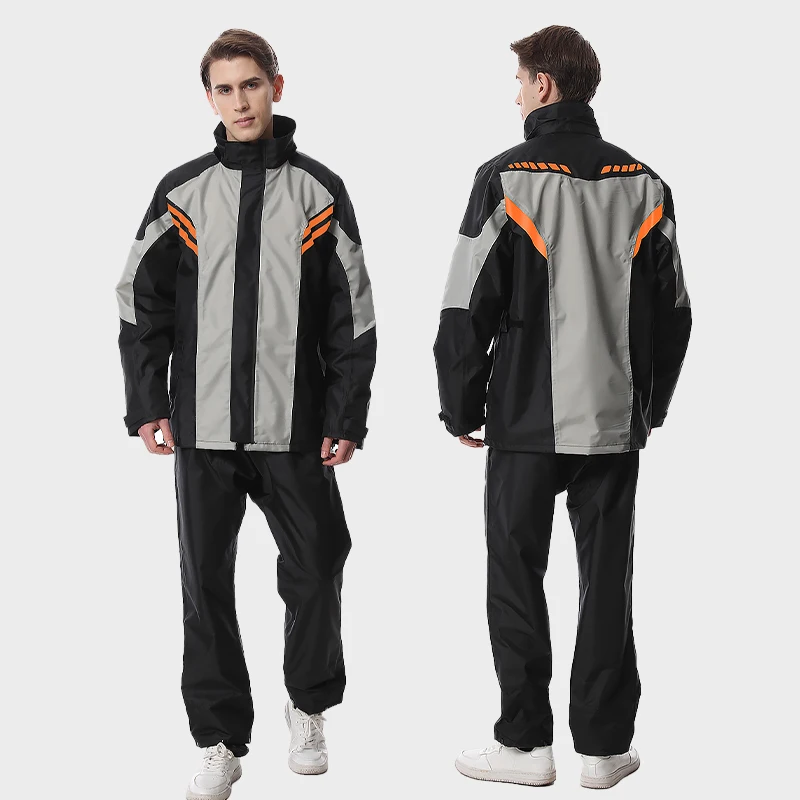 Hot Reflective Oxford Motorcycle Black Raincoats For Men Waterproof Rain Suit