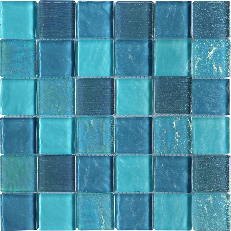 Mixed Light Blue Crystal Glass Swimming Pool Mosaic Tile