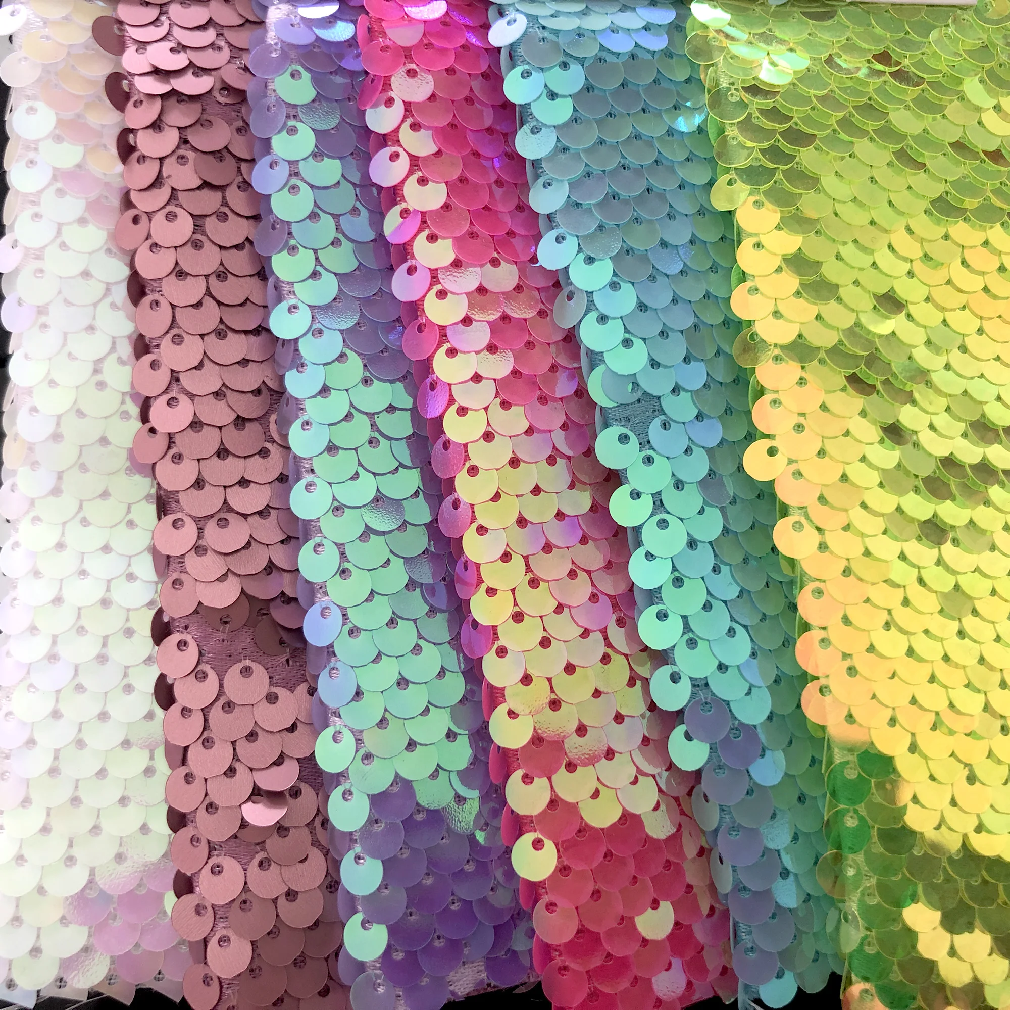 latest laminated 5mm fish scale Sequins Embroidery Bridal wedding Dress Sequins Fabrics