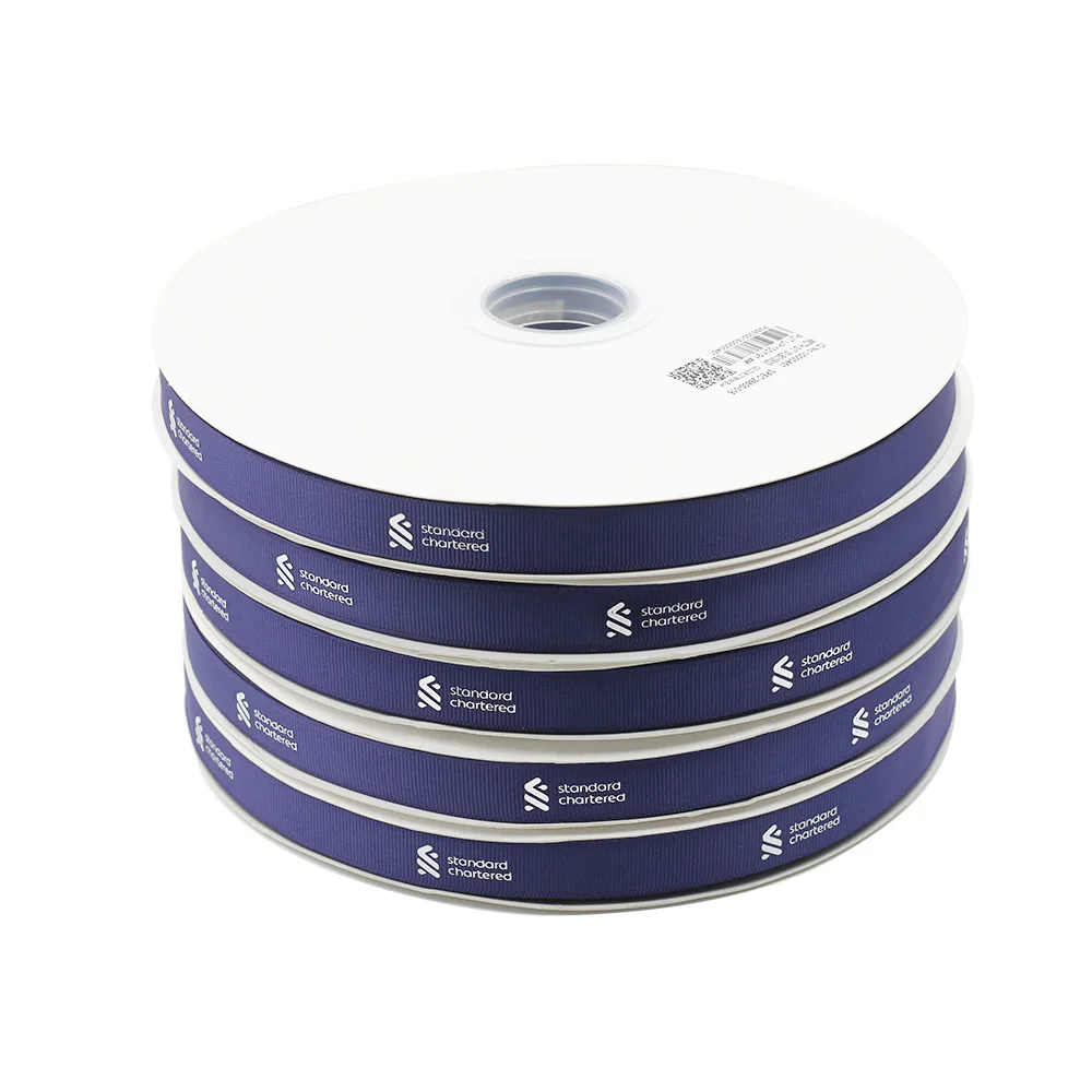 Reuners Wholesale Double Faced Custom Colors Embossed Printed Single-faced grosgrain Satin Ribbon