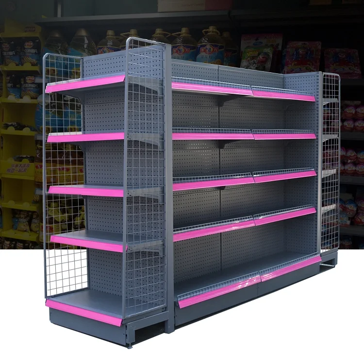 Manufacturer supermarket shelves rack shelf gondola shelving display store advertising wooden metal metallic