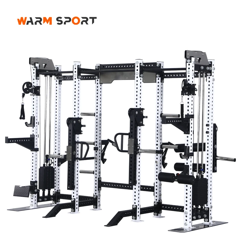 Manufacturers Commercial All-In-One Multi Function Smith Machine Station Cable Crossover Squat Rack With Adjustable Arms