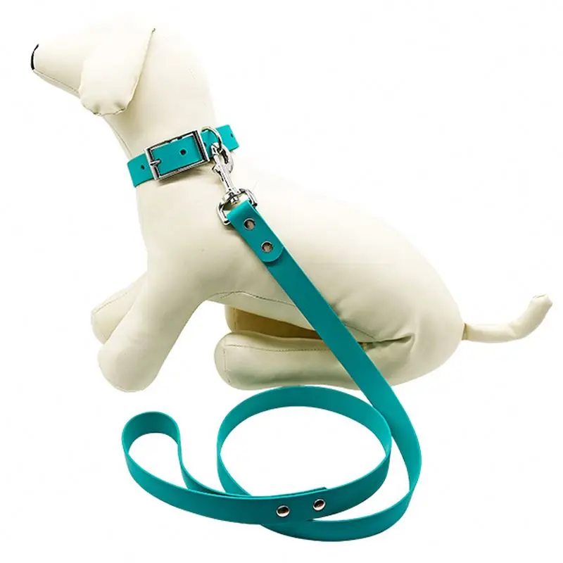 Muker Durable PVC Coated Nylon Webbing Dog Collar & Leash Small Medium Large Dogs Accessory With Rivet Decoration PET Supplies