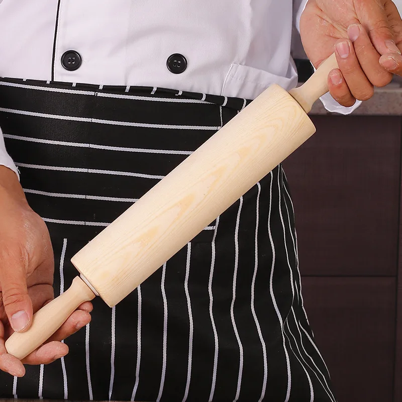 large solid wood rolling pin carved dumplings baking biscuit dough point rolling hammer