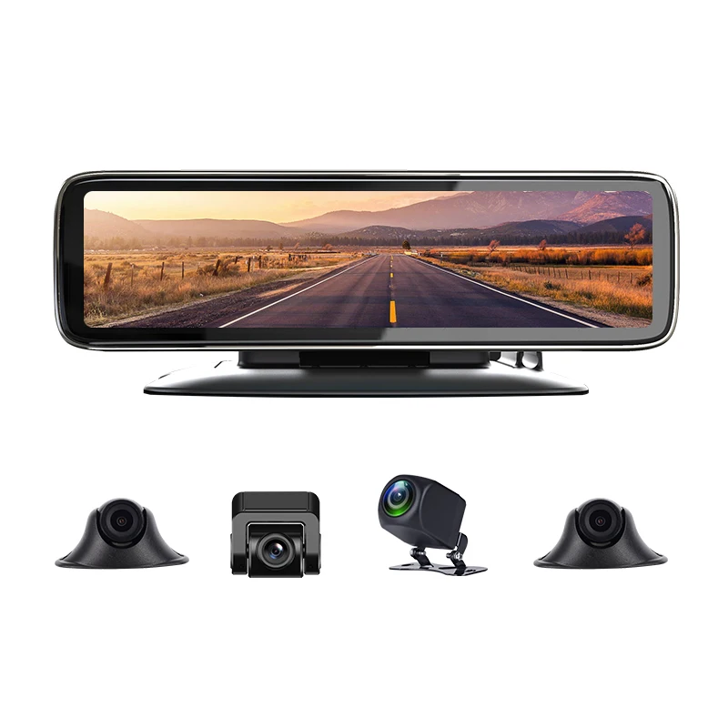 12 inch Mirror Car Video Recorder Rearview Camera 4 webcam 360 degrees panoramic view no-light vision 4G Car black box Dash Cam
