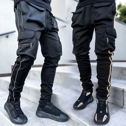 XINYI Custom Logo Men Track Sweat Reflective Rhinestone Cargo Joggers Pants With Pockets