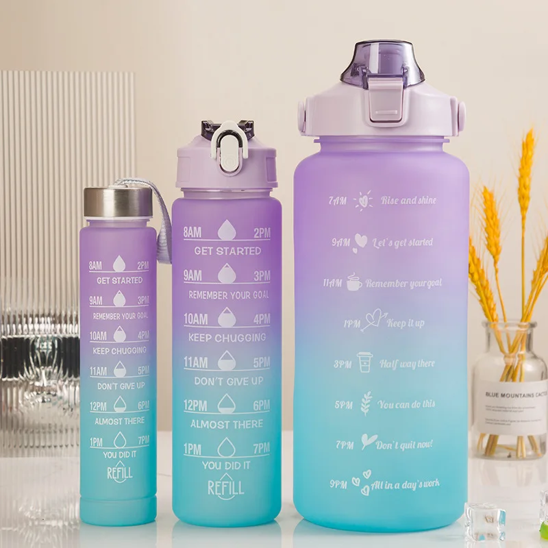 2024 Hot Selling Portable Direct Drinking Sport Water Bottle Outdoor 750ML Colored Motivational Plastic Water Bottle for Adults