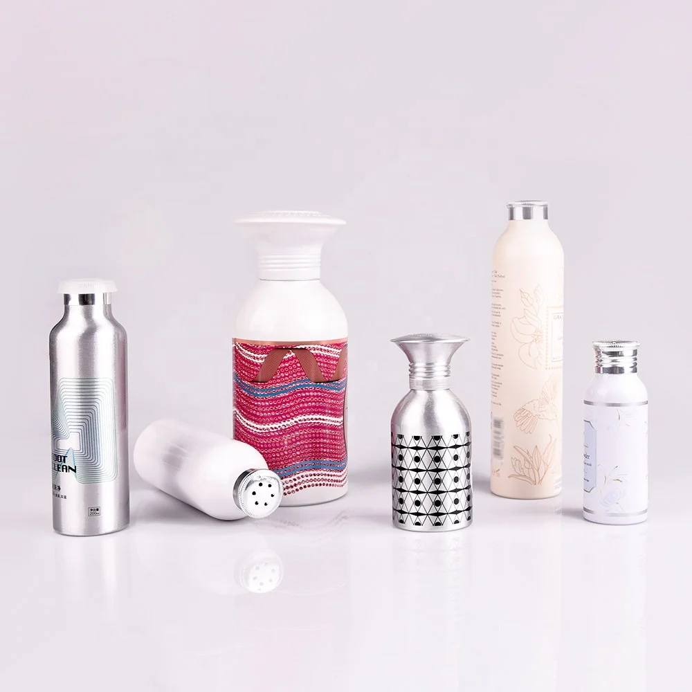 wholesale advanced new design aluminum bottle with screw cap for talc powder