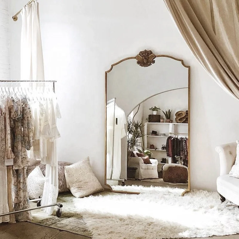 Hot selling new design antique oversize ornate Nordic full body length large size arch shape floor mirrors