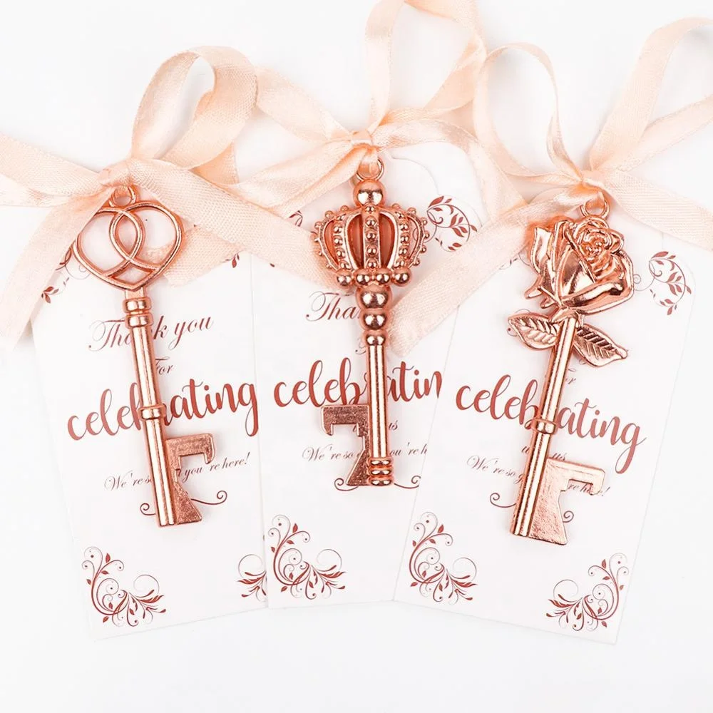 OurWarm Key Bottle Opener Wedding Party Decoration Wedding Gifts Favors with Thank You Paper Tags for Guests