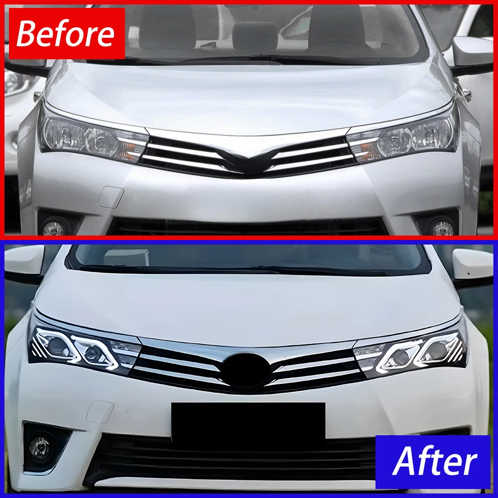 Автомобильные передние фары в сборе для Toyota Corolla 2014-2017 Светодиодные модернизированные системы освещения объектива проектора аксессуары