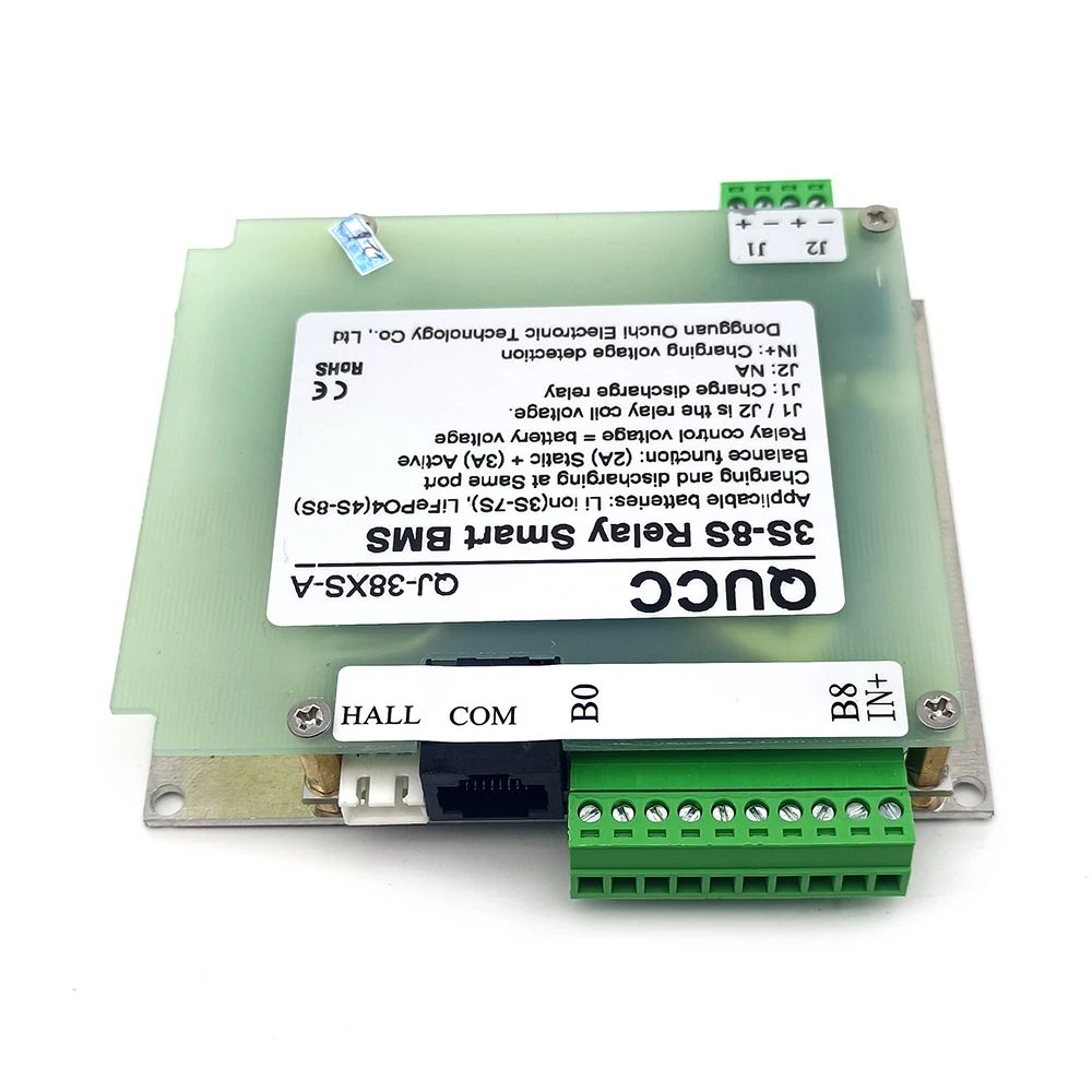 Qucc 3S~8S-A 12V 24V Active balancing 5A Same port  High voltage DC relay 500A Smart BMS Li-ion Lifepo4 Battery SOC coulometer