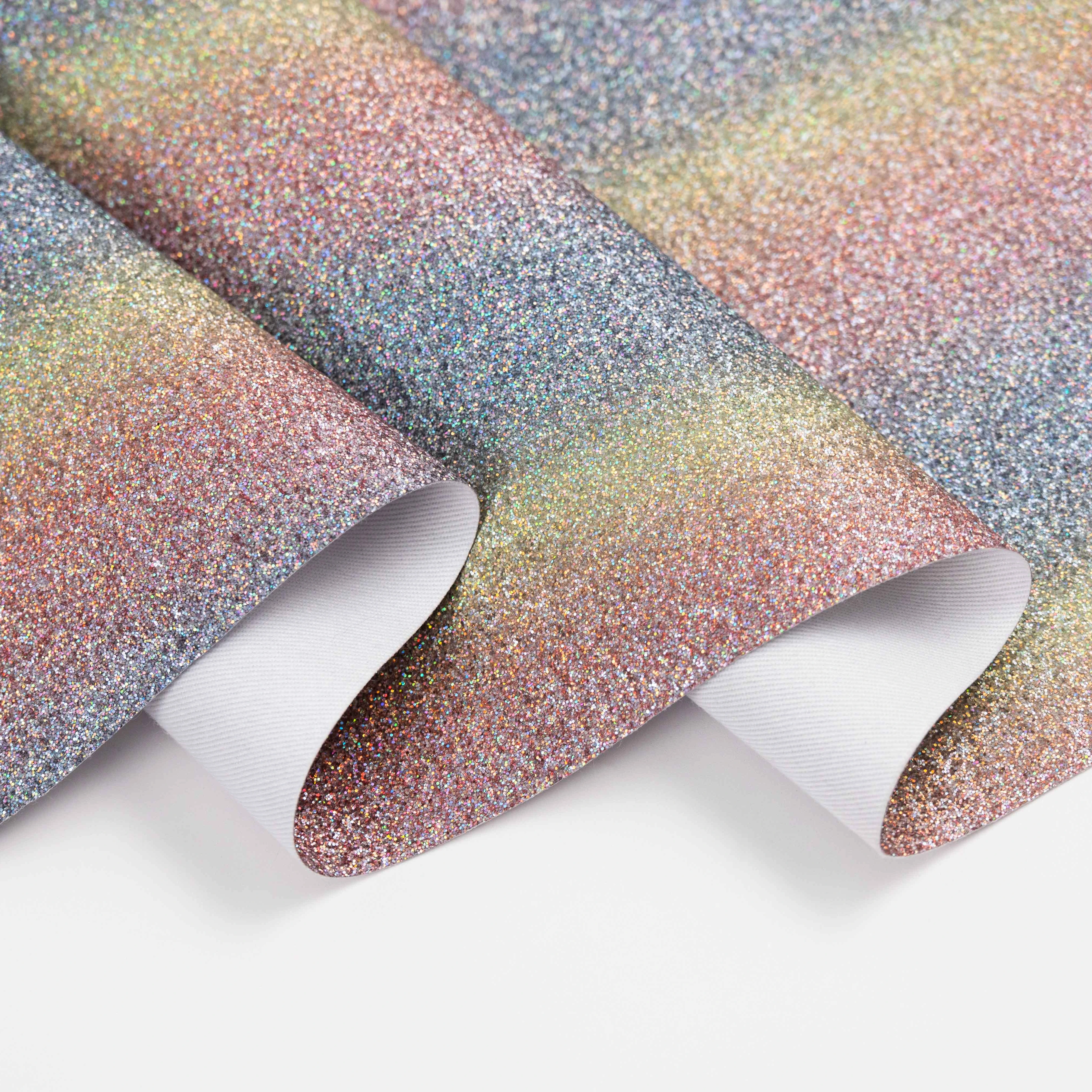 H-03 Hot sale rainbow gradient spray color thick film Glitter pu glitter sequins for bags, and decorations