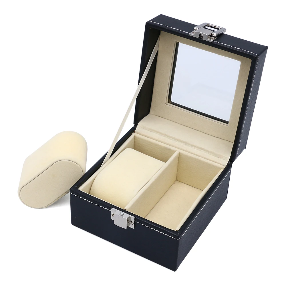 Full carbon fiber PU leather watch storage box display watch organizer box pocket watch box