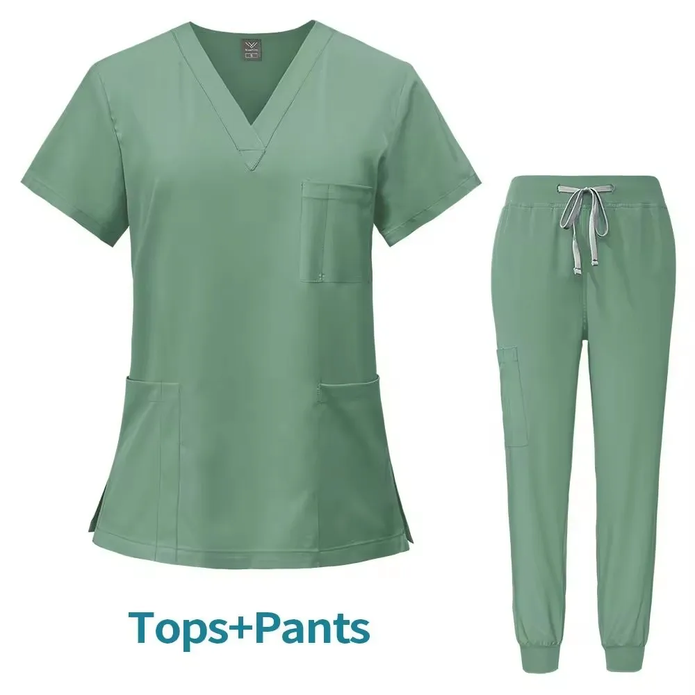 factory custom Stretchable V-neck Style Nursing Hospital Medical Suits Fashion Scrubs Surgical Uniforms Sets For Men Women