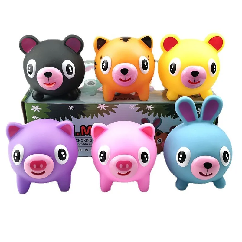 Squeezable Tongue Out Talking Animal Ball Stress Relieve Soft Ball Toy Fidget Sensory Popping Tongue Pig Toy for Kids Boys Girls