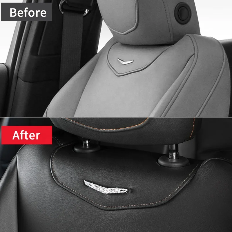 4PCS Car Seat back V logo decoration diamond stickers for Cadillac XT4 XT5 XTS XT6 CT6 ATS SRX Interior accessories